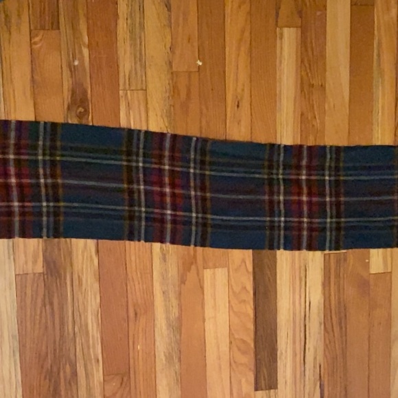 Plaid Wool Scarf in Teal and Burgundy - Picture 10 of 10